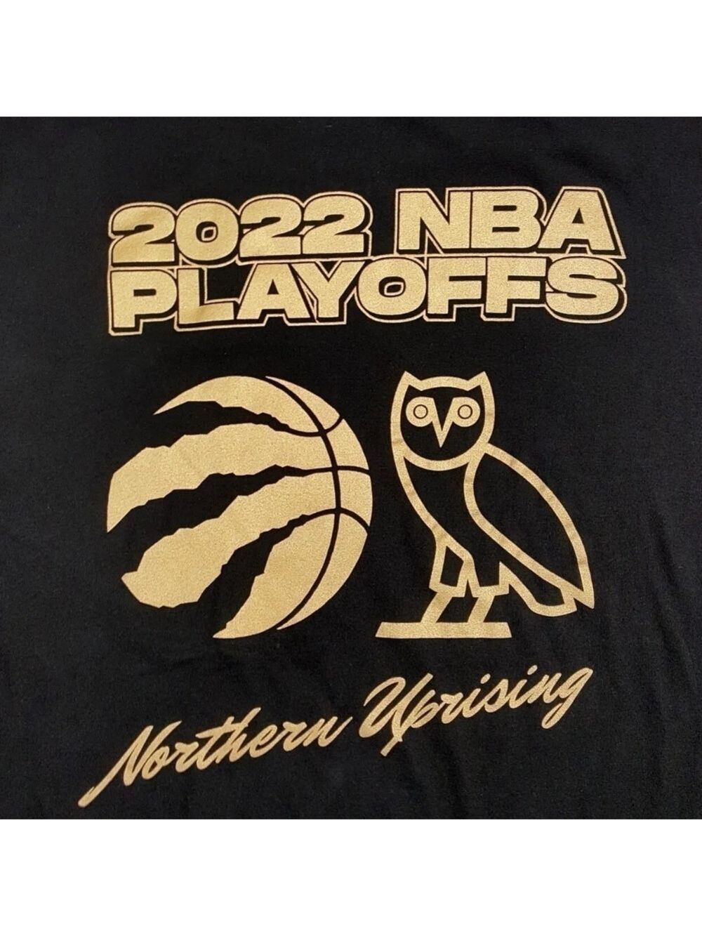 OVO Drake X Raptors 2022 Playoffs Official T Shirt Long Sleeve Black Gold